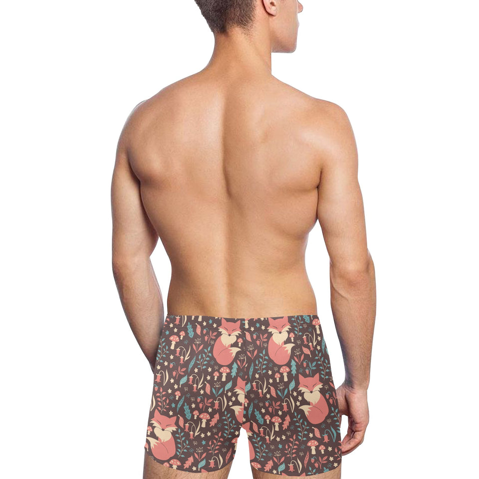 fox leaves mushroom pattern Men's Swimming Trunks
