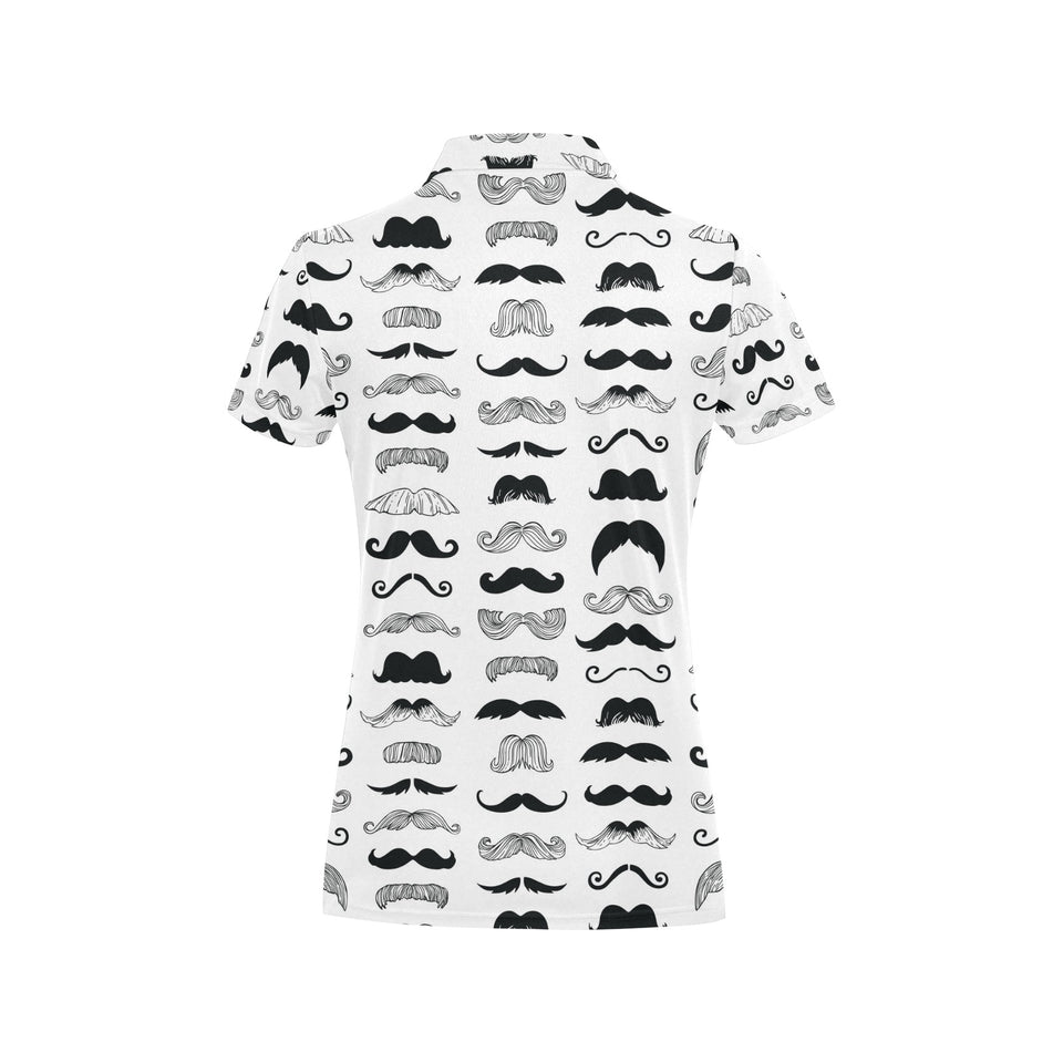 Mustache Beard Pattern Print Design 04 Women's All Over Print Polo Shirt