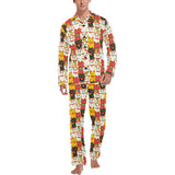 Colorful Maneki neko cat pattern Men's Long Pajama Set
