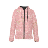 Bicycle Pattern Print Design 02 Women's Padded Hooded Jacket