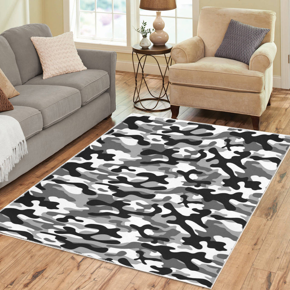 Black white camouflage pattern Area Rug