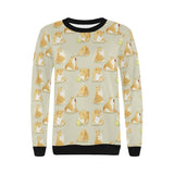 Cute fat shiba inu dog pattern Women's Crew Neck Sweatshirt