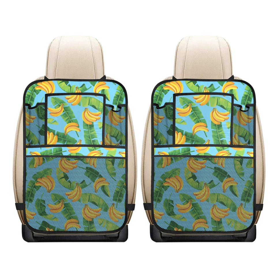 banana leaves banana design pattern Car Seat Back Organizer