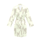Little young goat pattern Women's Long Sleeve Belted Night Robe