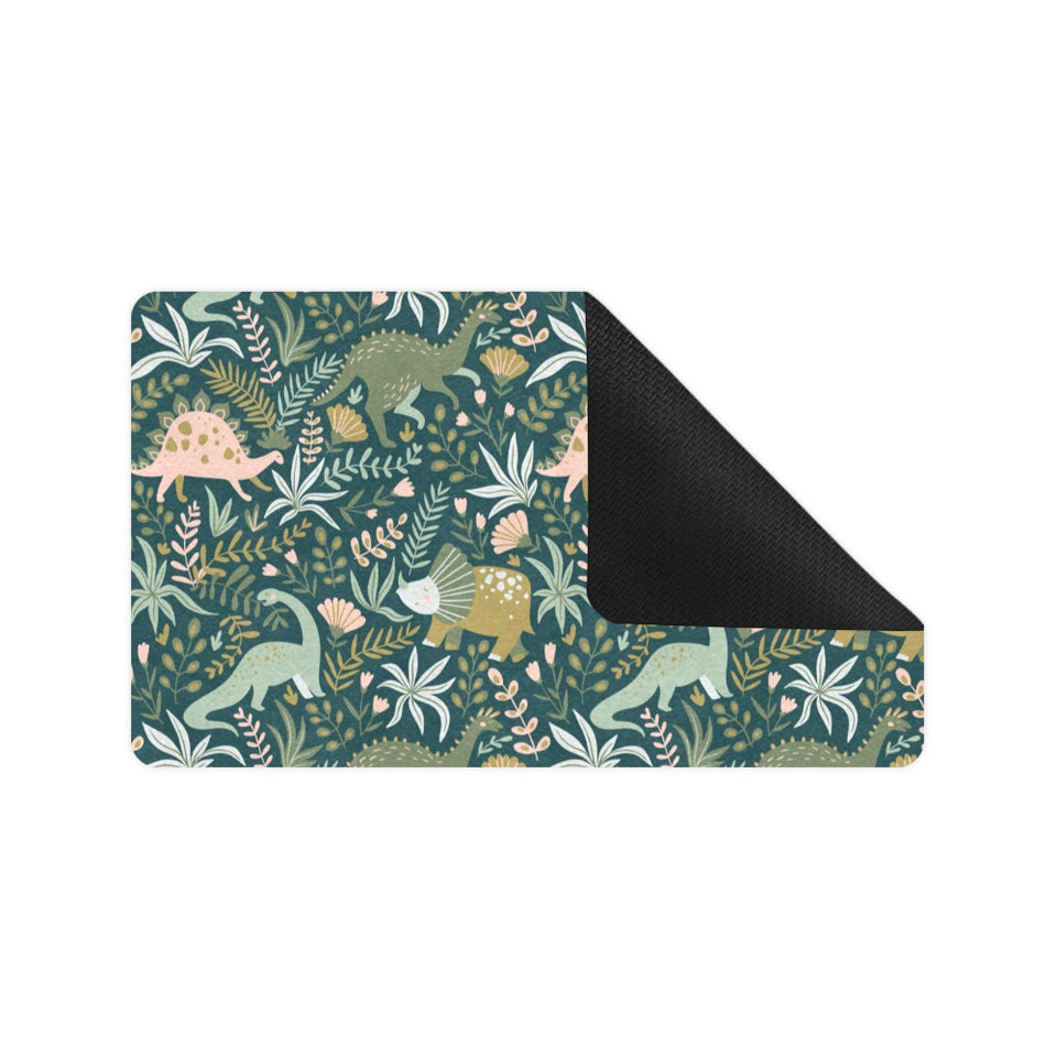 dinosaurs tropical leaves flower pattern Doormat