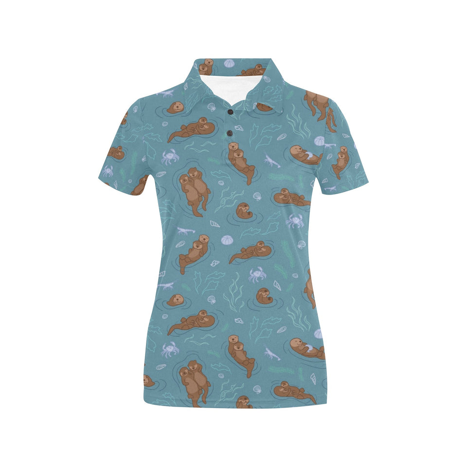 Sea otters pattern Women's All Over Print Polo Shirt