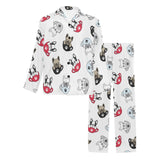 French bulldog cup paw pattern Men's Long Pajama Set