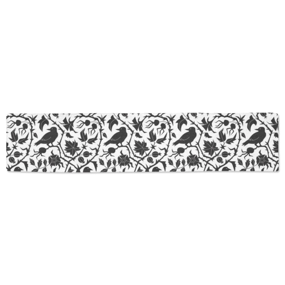 Crow dark floral pattern Table Runner