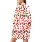 Colorful Maple Leaf pattern Women's Long Sleeve Belted Night Robe