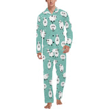Cute sheep green background Men's Long Pajama Set