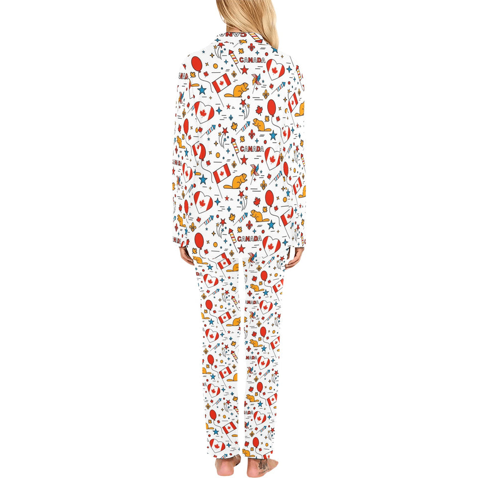 Canada Pattern Print Design 03 Women's Long Pajama Set