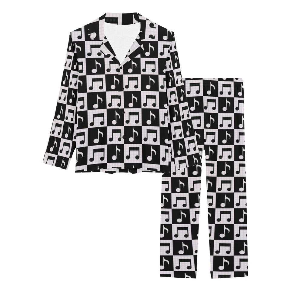 Music Notes Pattern Print Design 01 Women's Long Pajama Set