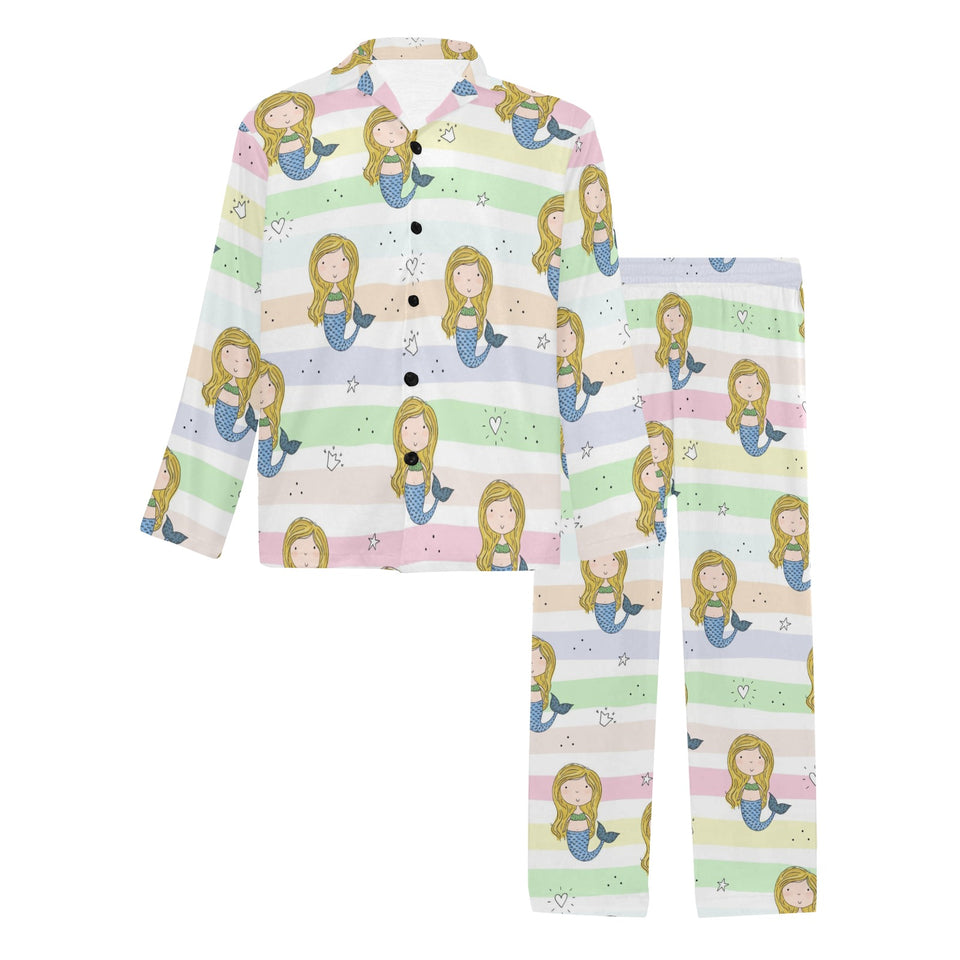 Cute hand drawn mermaid Men's Long Pajama Set