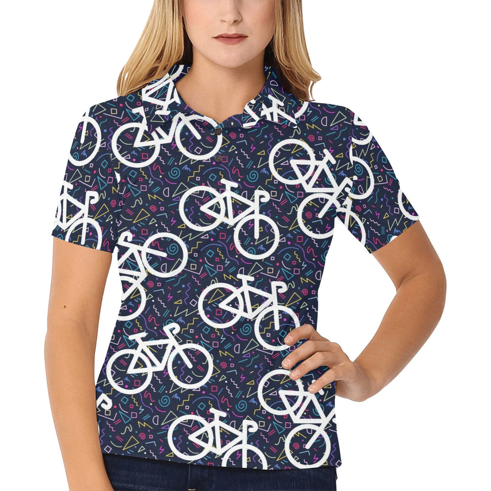 Bicycle Pattern Print Design 03 Women's All Over Print Polo Shirt