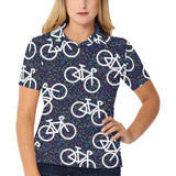 Bicycle Pattern Print Design 03 Women's All Over Print Polo Shirt