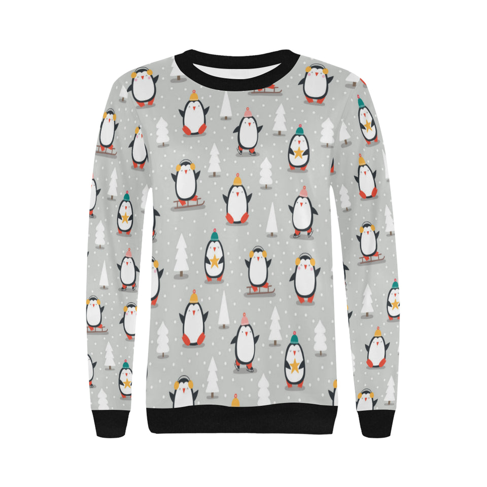 Cute Penguin christmas pattern Women's Crew Neck Sweatshirt