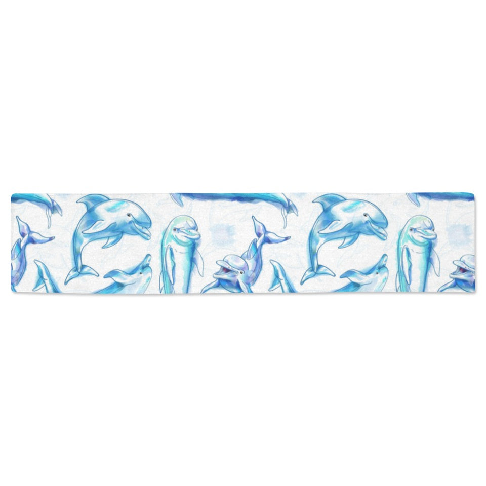 Watercolor dolphin pattern Table Runner