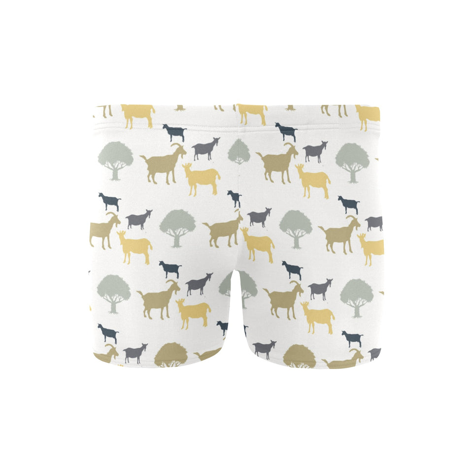 Silhouettes of goat and tree pattern Men's Swimming Trunks