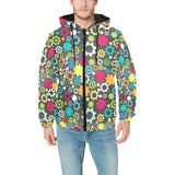 Gear Pattern Print Design 03 Men's Padded Hooded Jacket