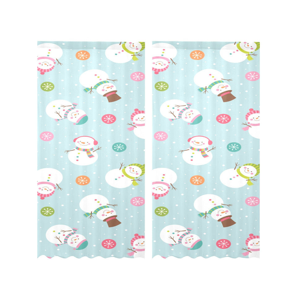 Cute snowman snowflake pattern Gauze Curtain