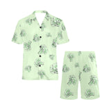 broccoli sketch pattern Men's V-Neck Short Pajama Set