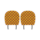 Daruma japanese wooden doll yellow background Car Headrest Cover