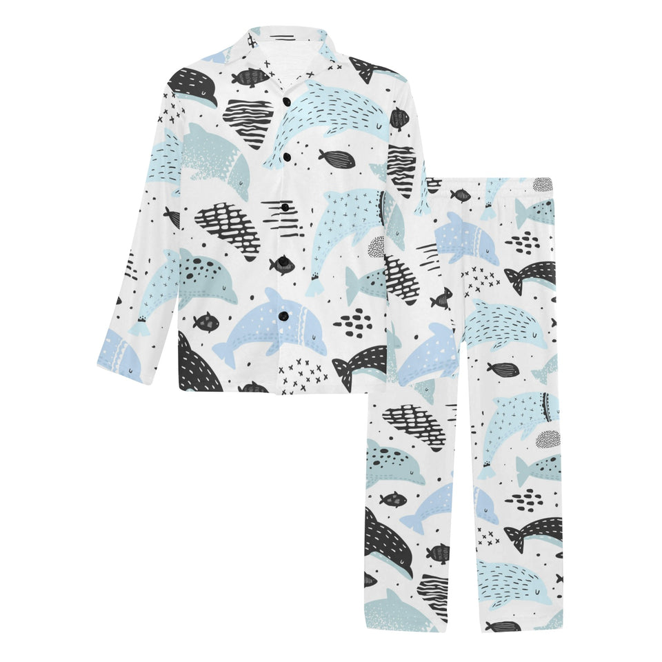 Cute dolphins Childish Style pattern Men's Long Pajama Set