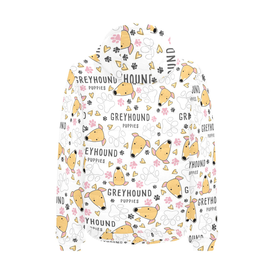 Greyhound Pattern Print Design 03 Men's Padded Hooded Jacket