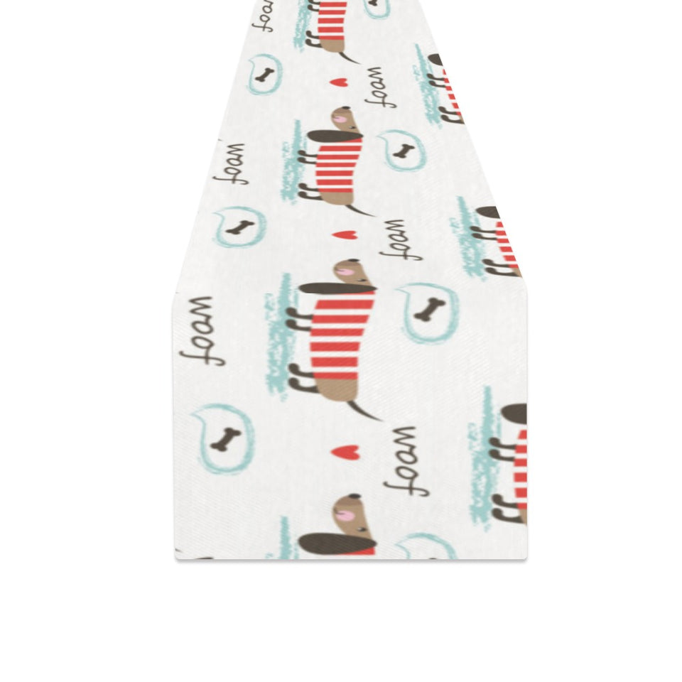 Cute dachshund bone pattern Table Runner