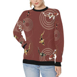 Fancy Carp red background Women's Crew Neck Sweatshirt
