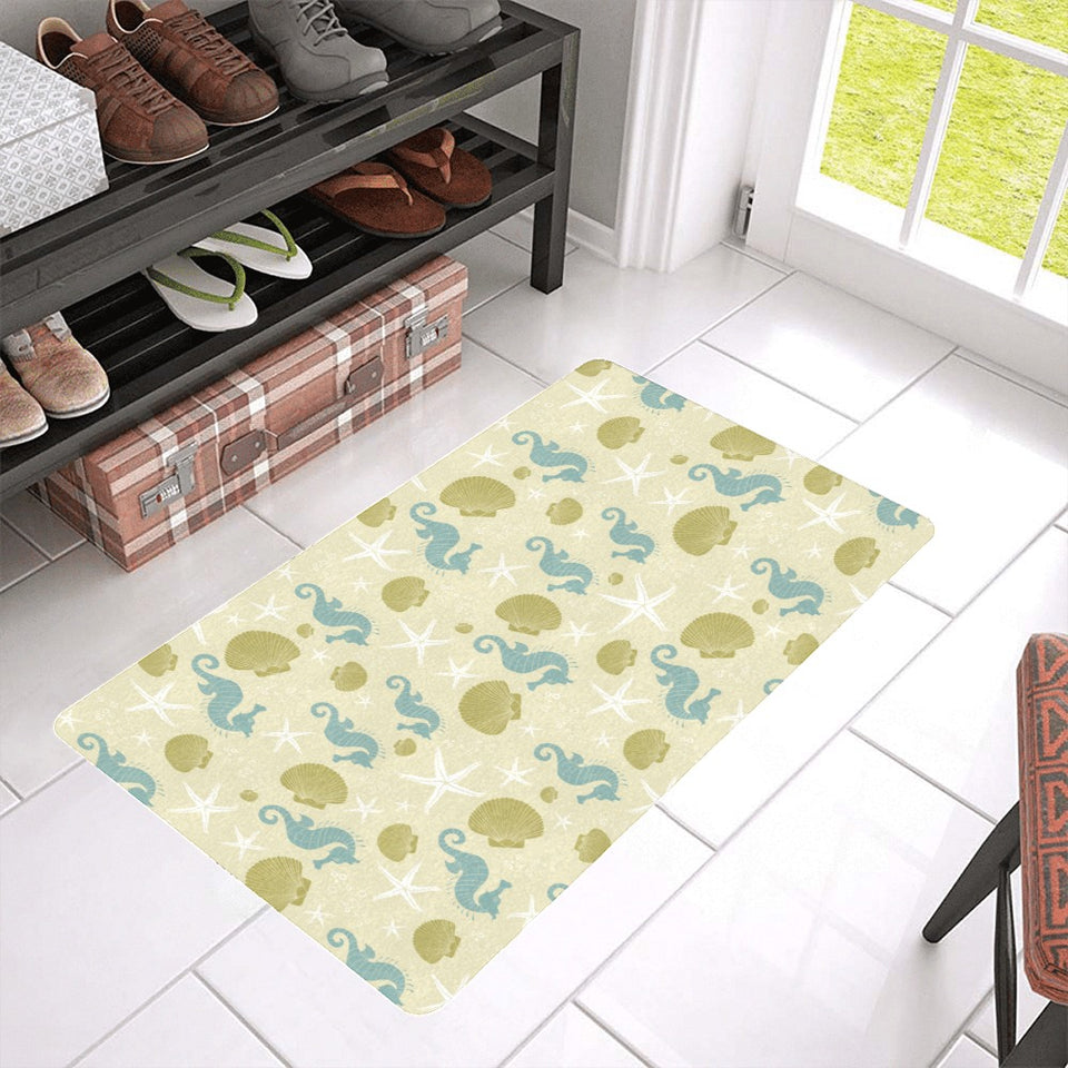 Seahorse shell starfish pattern background Doormat