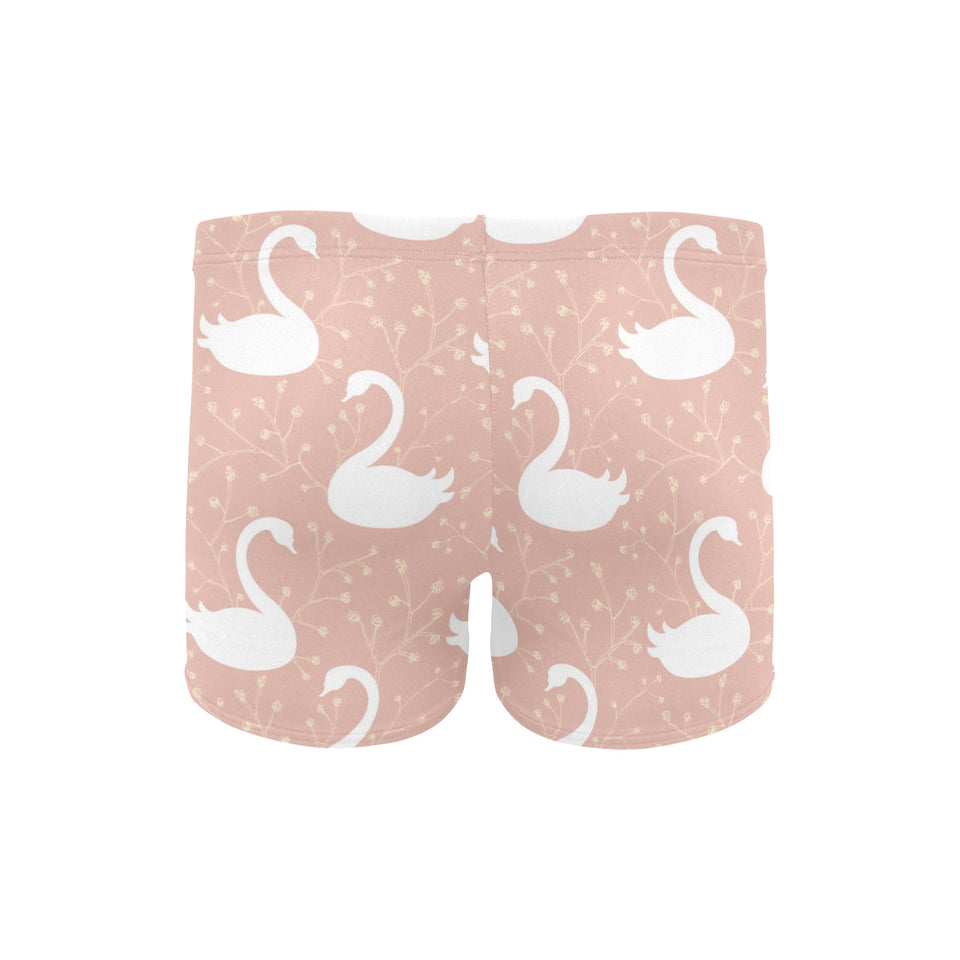 Swan flower light pink background Men's Swimming Trunks
