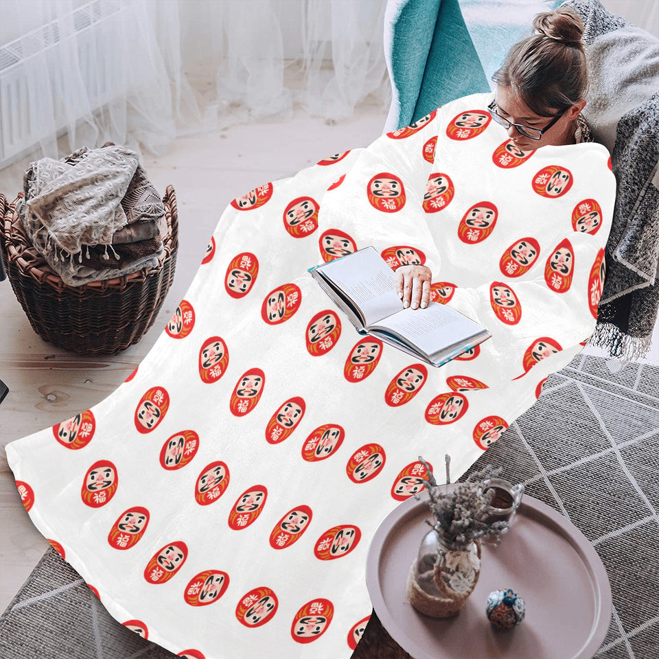 Daruma japanese wooden doll pattern Blanket Robe with Sleeves