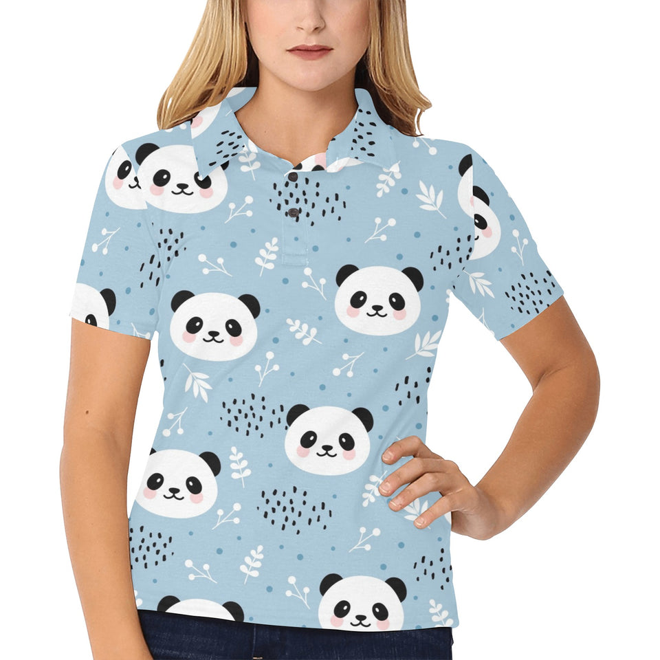 Cute panda pattern Women's All Over Print Polo Shirt