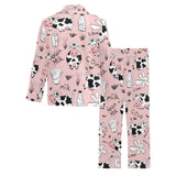 Cows milk product pink background Men's Long Pajama Set