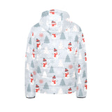 Snowman christmas tree snow gray background Kids' Boys' Girls' Padded Hooded Jacket