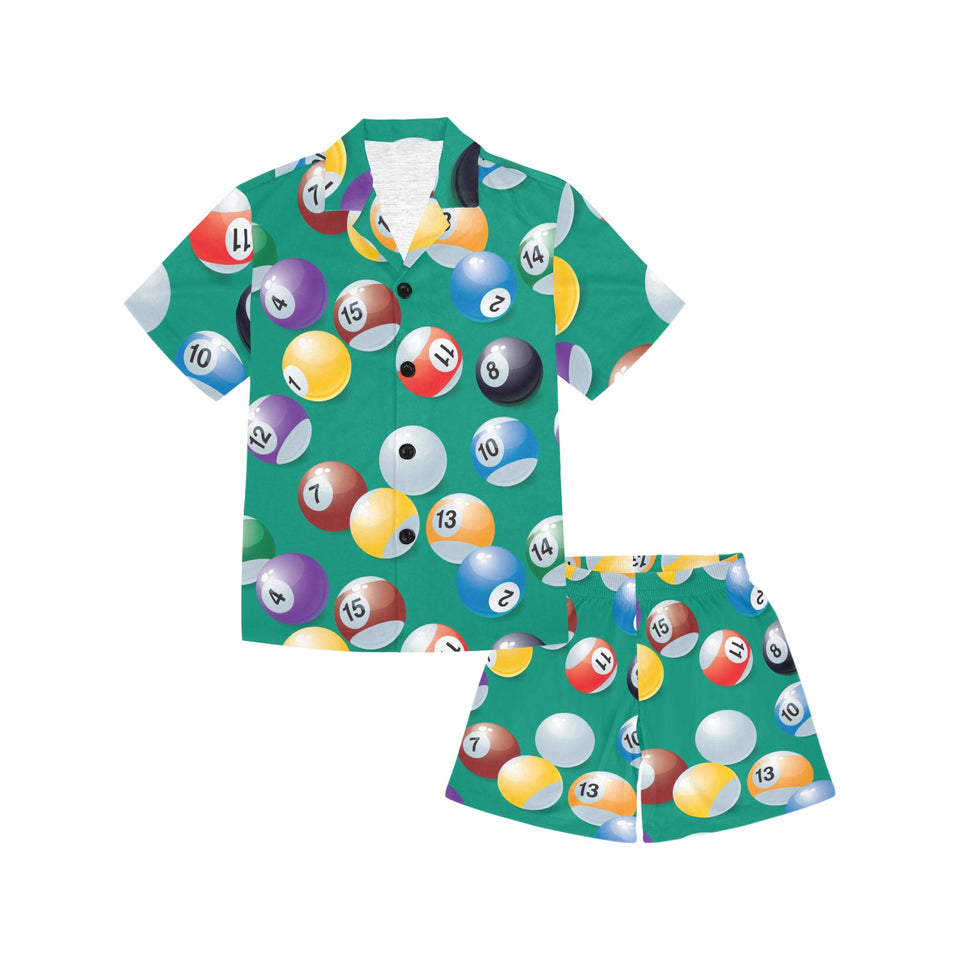 Billiard Ball Pattern Print Design 01 Kids' Boys' Girls' V-Neck Short Pajama Set