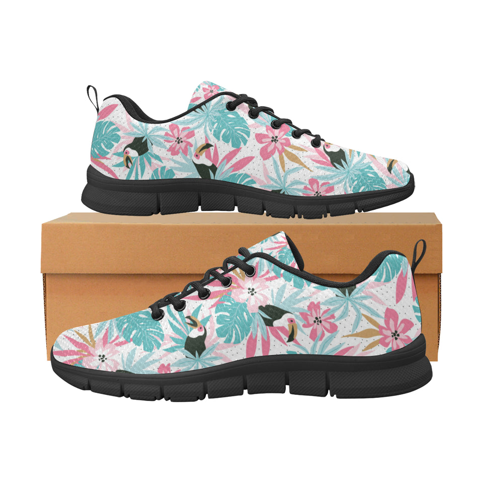 Toucan tropical flower leave pattern Women's Sneaker Shoes