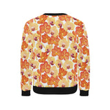 Orange yellow orchid flower pattern background Men's Crew Neck Sweatshirt