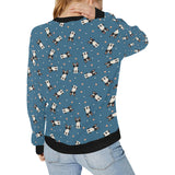 Cute boston terrier dog spattern Women's Crew Neck Sweatshirt