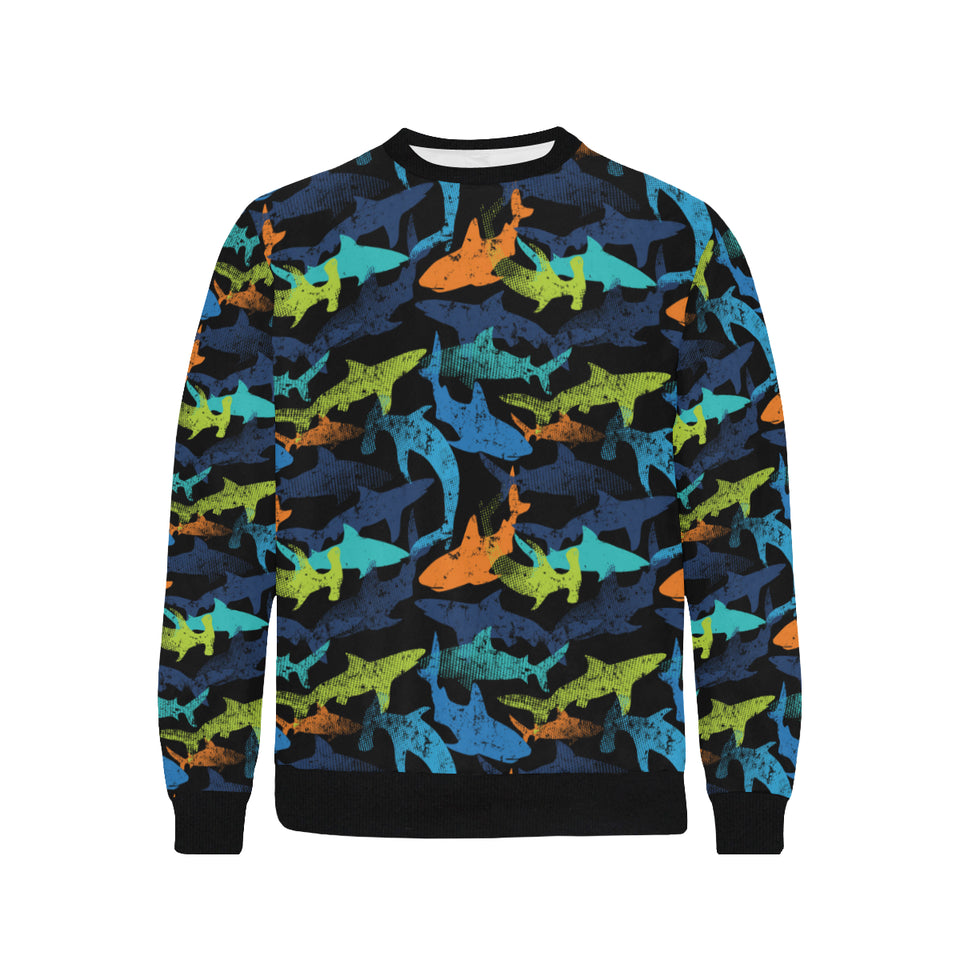 Colorful shark Men's Crew Neck Sweatshirt