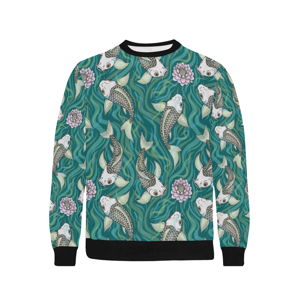 Koi Fish Carp Fish lotus pattern Men's Crew Neck Sweatshirt