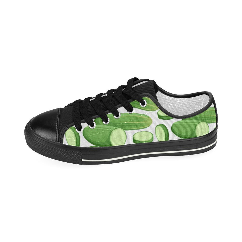 cucumber whole slices pattern Kids' Boys' Girls' Low Top Canvas Shoes Black