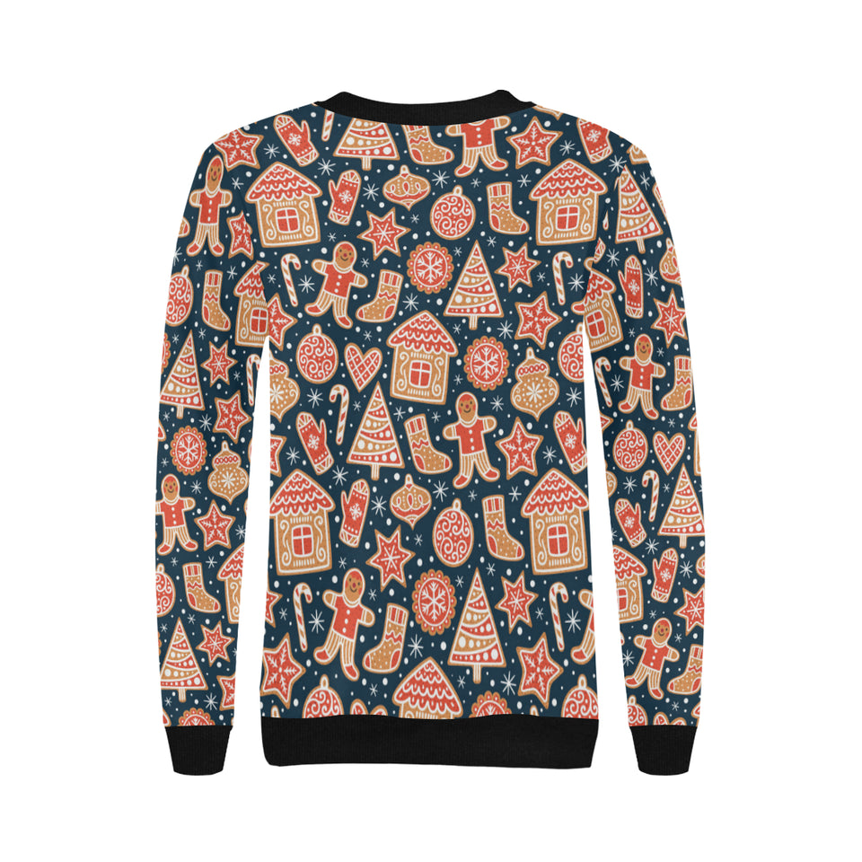 Christmas gingerbread cookie pattern Women's Crew Neck Sweatshirt