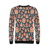 Christmas gingerbread cookie pattern Women's Crew Neck Sweatshirt