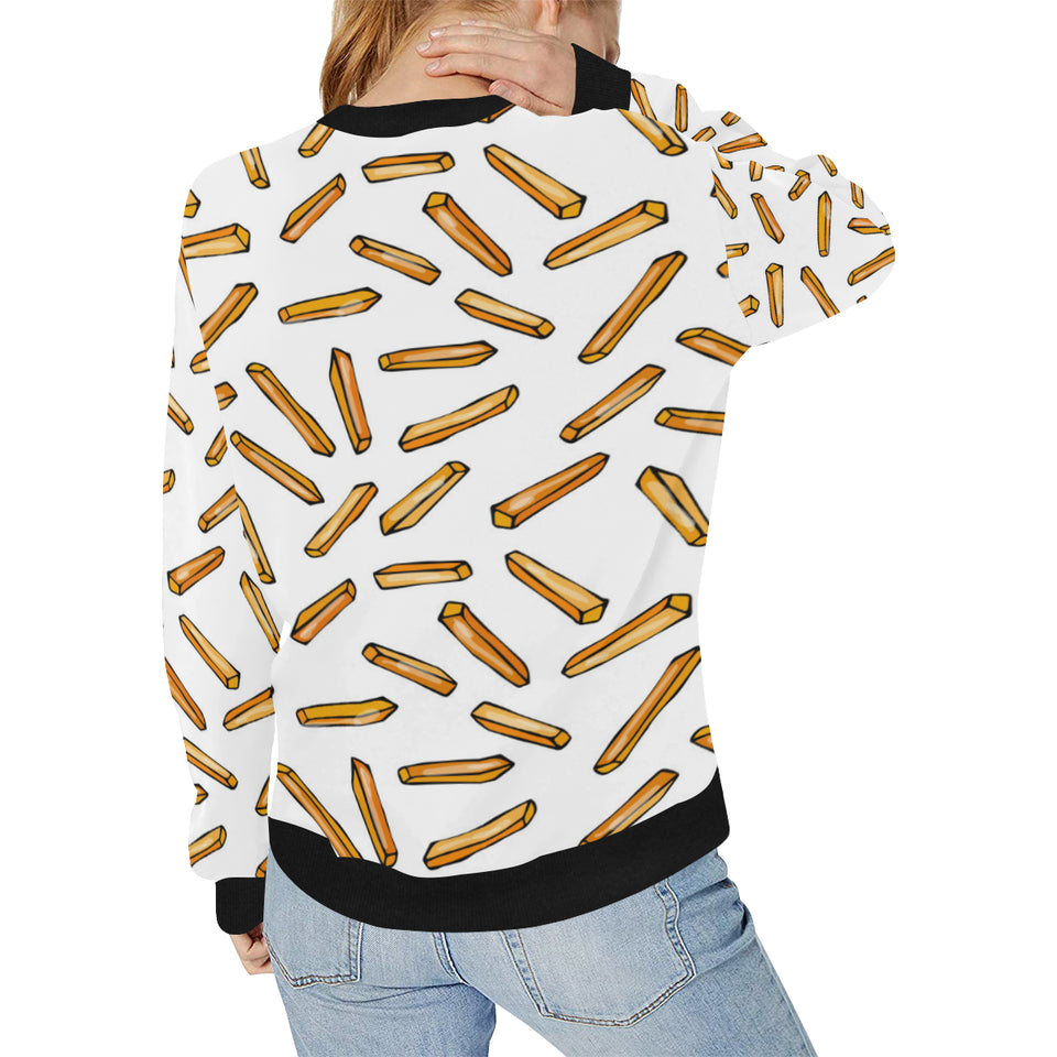 French fries potato pattern Women's Crew Neck Sweatshirt
