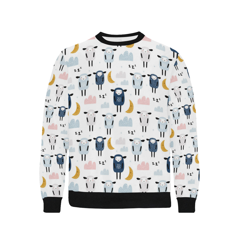 Cute sleeping sheep moon cloud pattern Men's Crew Neck Sweatshirt