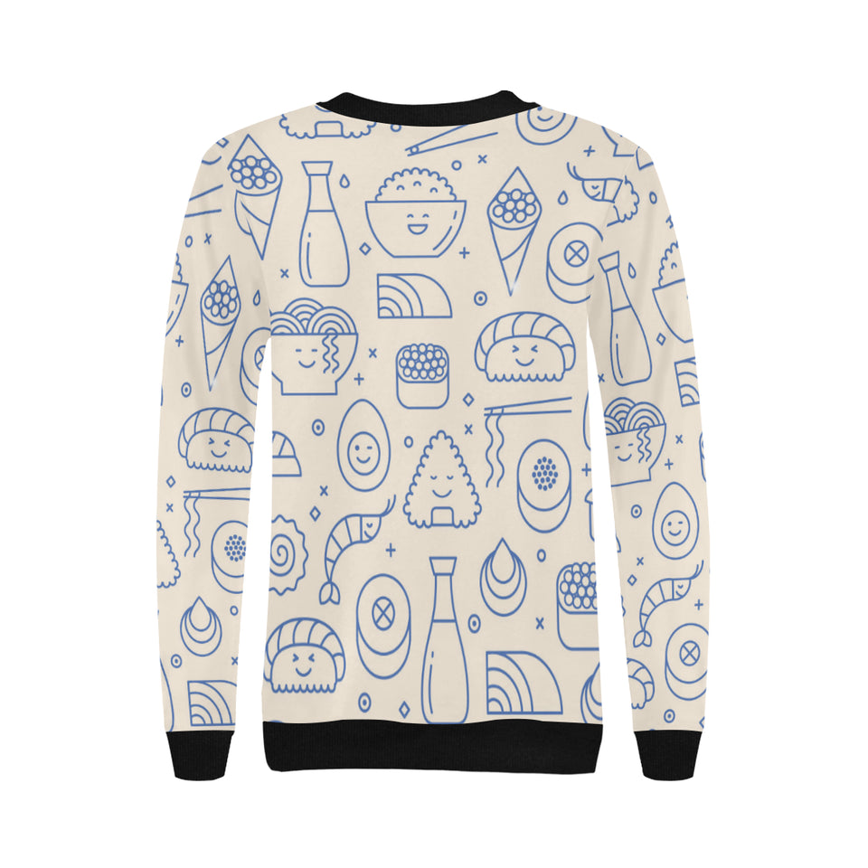 Cute sushi icon pattern Women's Crew Neck Sweatshirt