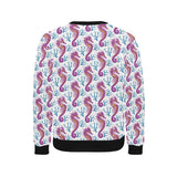 Purple seahorse blue coral pattern Men's Crew Neck Sweatshirt