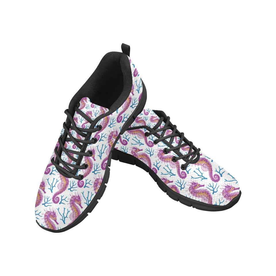 Purple seahorse blue coral pattern Women's Sneaker Shoes